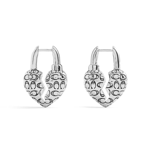 COACH Women's Signature Quilted Broken Heart Huggie Earrings
