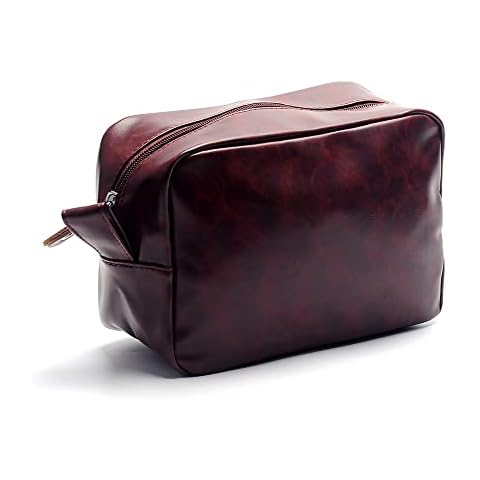 HAIBOLAN PU Leather Toiletry Travel bag Makeup Bag Waterproof Shaving Bag for Men (coffee) Cover