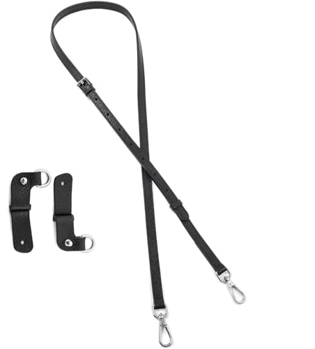 Cowhide Leather Purse Strap Replacement Crossbody Handbag for Longchamp Pouch With Handle Mini Bag Adjustable Conversion Kit for Long Champ Le Pliage Bag W: 0.43in L: 37.4-47.2in (Black B)2