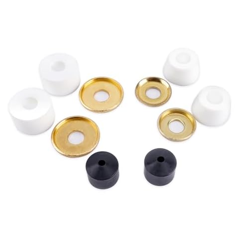 maxfind Skateboard Bushings & Washers - Pivot Cups for 2 Trucks Skateboard Hardware for Smooth Performance Compatible with Skateboard Wheels & Longboard Trucks(White + Gold) Cover