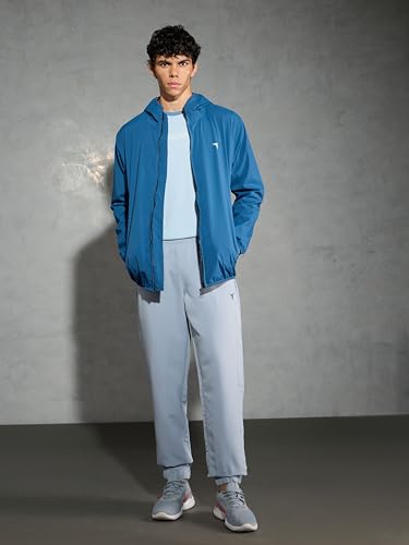 Image of TECHNOSPORT Men's Blended Standard Length Slim Fit Solid Hooded Wrinkle Free Raincoat