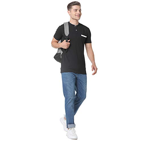 Image of CAHOOT Men Black Solid Casual T-Shirt