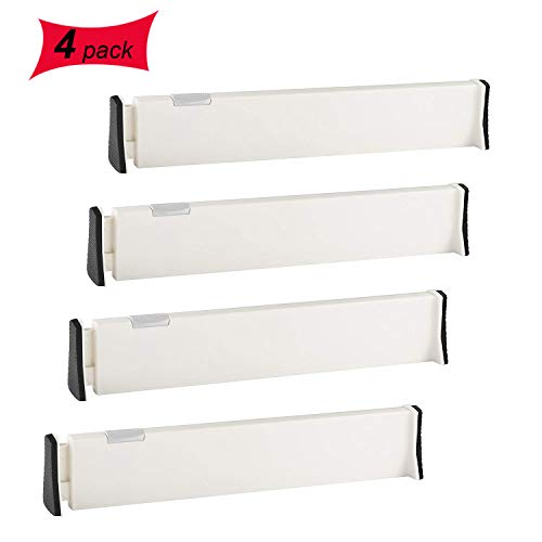 Drawer Dividers 4 Pack, Expandable Dresser Drawer Organizers Separators Suitable 13-22", Tray Organizer