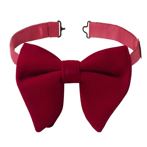 PACGOTH Bow Ties for Men Pre-Tie Bow Tie Vintage Tuxedo Oversized Velvet Bowtie Cufflinks Pocket Square Sets for Wedding & Party with gift Box (Red) — view 3