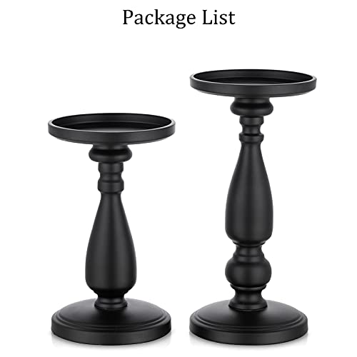 Miniatura 6 de Sziqiqi Vintage Grande Portavelas De Columna Juego De 2 Velas Para Candelabros De Metal Retro Negro Mate Candelabros Centro De Mesa Ornamentos Mesa De Centro Comedor Manto Chimenea Decoracion