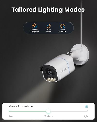 Image of ZOSI C186 5MP Security PoE Camera, 2 Pack Wired Audio Bullet IP Camera | Color Night Vision, Two-Way Talk, Light & Siren Alarms, Person /Vehicle Detection, Plug and Play, Only Works with ZOSI PoE NVR