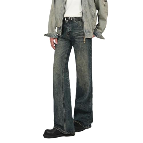 Men's Flared Jeans Straight Leg Design Solid Color High Street Denim Pants