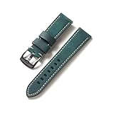 EDVENA Cinturini For Orologi In Pelle Di Mucca Da 20 Mm 22 Mm, Cinturino Da Polso Vintage In Vera Pelle, Cinturino Da Orologio Da 24 Mm, Sgancio Rapido(Green,24mm)