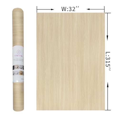 32x315inch Extra Wide Light Brown Wood Grain Wallpaper Peel and Stick Beige Oak Texture Contact Paper Air Guide Slot Design Matte Thick Self-Adhesive Waterproof Furniture Sticker Wood Grain Vinyl Wrap by TOTIO - Image 7