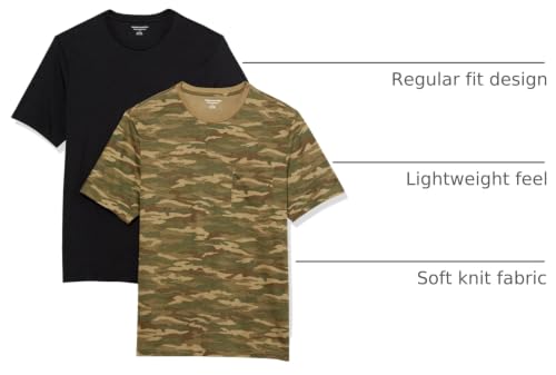 Image of Amazon Essentials Men's Short-Sleeve Crewneck Pocket T-Shirts, Pack of 2