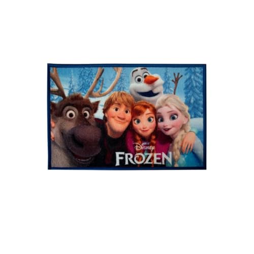 Image of Athom Living Disney Frozen Characters Digital Printed Themed Multi Colored Kids Premium Nylon Bathmat, with Latex Backing, Anti-Skid Bathmat, 37 x 57 cm, Pack of 1