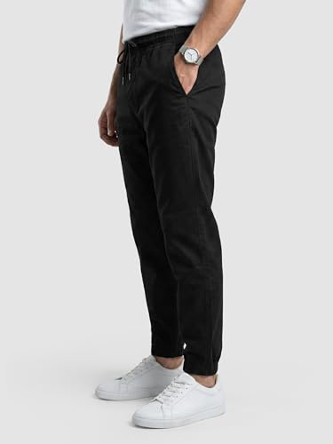Image of Beyoung Cotton Solid Elastic with Drawstring Cargo Joggers for Men | Regular Fit | 2 Spacious Pockets | Smooth Texture