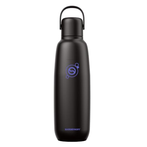 sodastream Fizz & Go Cool, Stainless Steel Carbonated Water Bottle 0.9L, Insulated Metal Bottle for Sparkling Water, Compatible with TERRA, ART, ENSO & More in Black