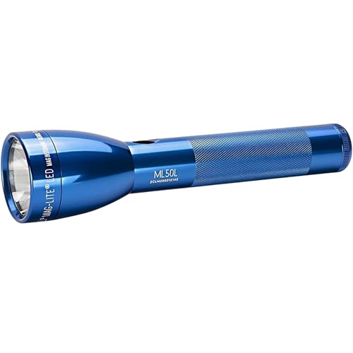 MagLite ML50L 2-Cell C LED Flashlight, Adjustable Beam, High & Low Modes, Water-Resistant - Blue