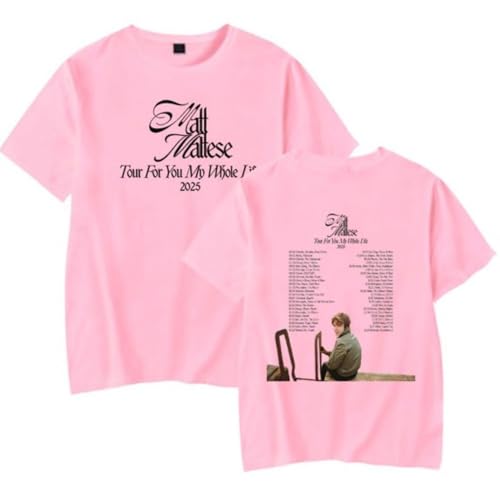 Photo de Matt Maltese 2025 Tour T-Shirt Merch Imprimé Décontracté Été Manches Courtes Mode Unisexe T-Shirt, rose, 4XL