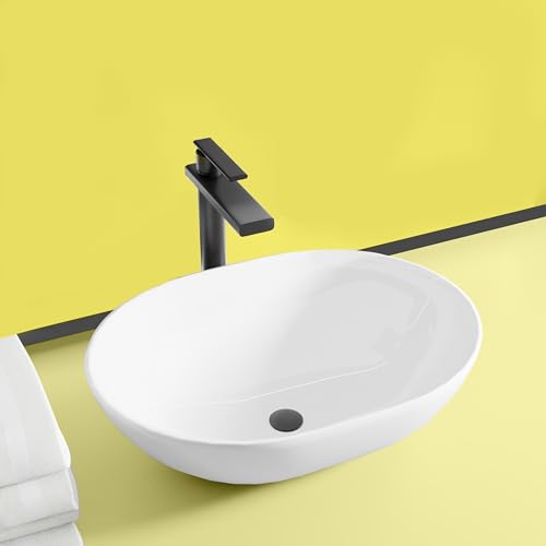 Image of WASSMIST Ceramic Wash Basin /Basin for Bathroom | Table Top | 46D x 33.5W x 13.5H (CM)