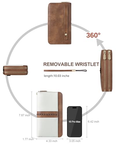 BOSTANTEN Wallets for Women Leather RFID Double Zipper Around Credit Card Holder Large Capacity Wristlet Clutch Wallet4