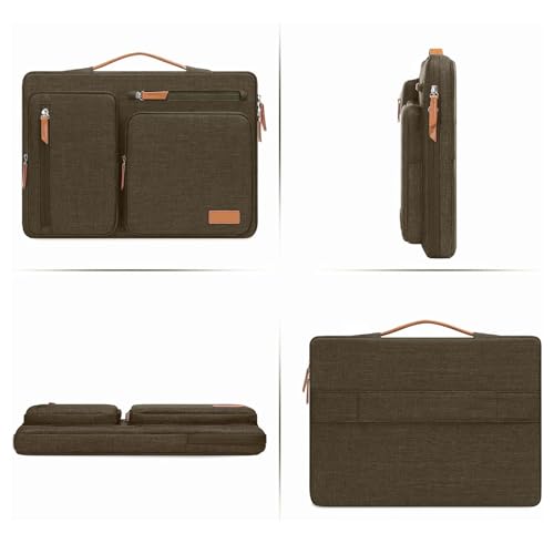 Image of MOSISO 360 Protective Laptop Case 13.3 inch, 13-13.3 inch Laptop Sleeve Compatible with MacBook Air /Pro 13 / Pro 14,HP Dell Acer ASUS,Side Open Carrying Case with 4 Zipper Pockets&Handle, Carob Brown
