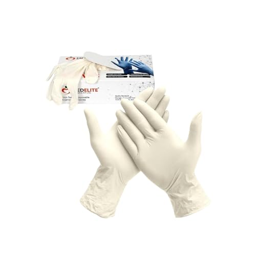 Image of MM Latex Powdered Examination Disposable Hand Gloves - Pack Of 100 - Non Tearable, Non-Sterile (Medium)