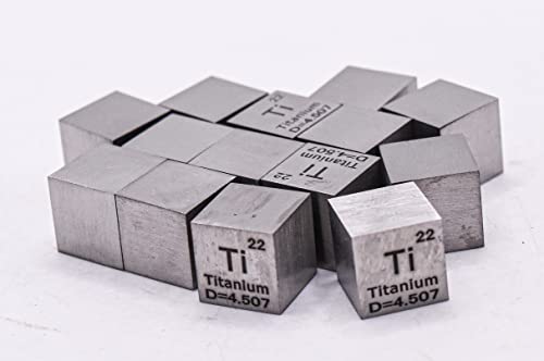 Image of 0.39 inch 10mm Titanium Metal Cube Ti up to 99.9% Pure Periodic Table Element Engraved Density Collection Science Education Display Block Cube + Acrylic Case Box - 1PC