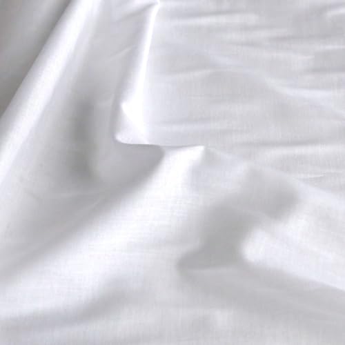 TOLKO Bauwollstoffe Sommer Batist Stoff aus 100% Baumwolle | zarter Nesselstoff als Modestoff Kleiderstoff Dekostoff | Stoffe zum Nähen Meterware Baumwolle zum Dekorieren (Weiß 150cm breit)