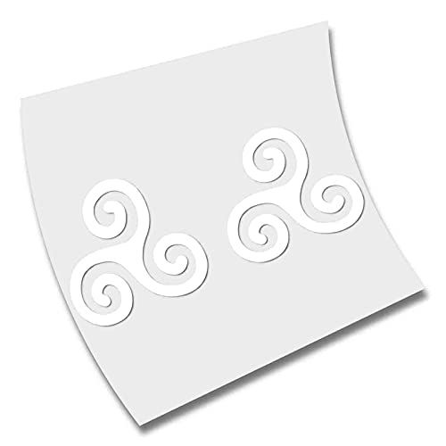 2 X TRISQUEL ASTUR CELTA TRISKEL STICKER PEGATINA VINILO AUFKLEBER AUTOCOLLANT CORTE (Blanco)