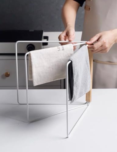 Image of ARHAT ORGANIZERS Foldable Hand Towel Stand | Towel Holder for Washbasin & Kitchen | Hand Towel Holder for Bathroom, Countertop & Vanity | 3 Towel Drying Stand, Napkin Stand (White, 3-Tier)
