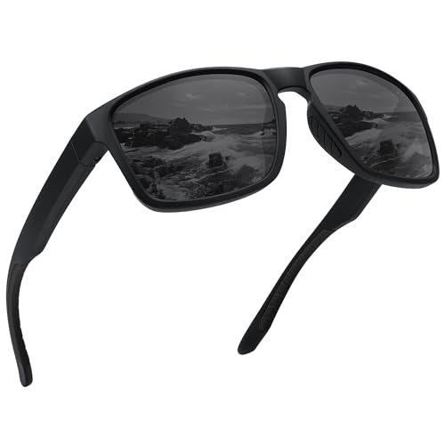 Ofwin Sports Polarized Sunglasses for Men Women UV Protection Unbreakable Driving Running Fishing Hiking Sun Glasses Matte Black Frame/Gray Lens