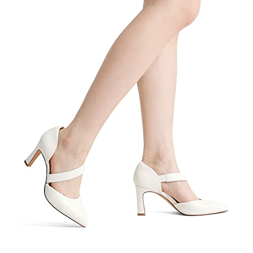 DREAM PAIRS Women's High Heels Comfortable Work Pumps,White-Pu,6 - image 2