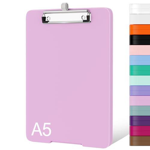 Piasoenc A5 Clipboard with Storage, Clip Board with Pen Holder, Deep Pink