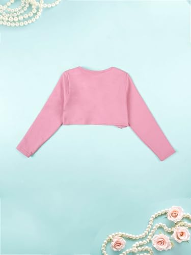 Image of KiddoPanti Girls Fleece Crop Length Shrug | Cotton Poly Fleece Fabric |Sequin Patch on Chest | Front Open Pearl Button Closure | Crop Length, Full Sleeve | Lightweigth & Breathable Girls Shrug