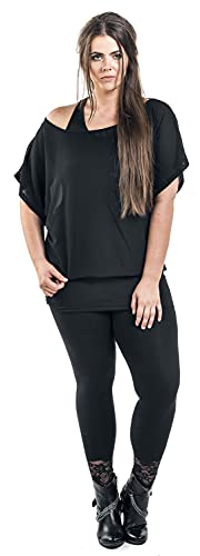 T-Shirt Di Black Premium By Emp - Black T-Shirt With Bat Sleeves - S A 4XL - Donna - Nero - 5