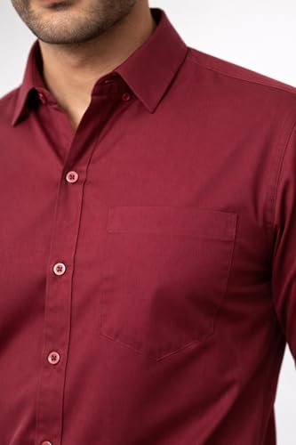 Image of Men's Solid Casual Shirt | Casual Plain Button Down Shirt for Men | Regular Fit Full Sleeves Smart Formal & Casual Wear