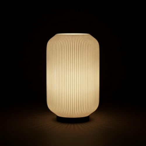 Image of Modern 3D Printed Table Lamp| Bedside Night Lamp | Warm Ambient Light for Bedroom, Living Room, Study Table & HomeDecor | Minimalist LED Desk Lamp for Cozy Lighting (Base- Black)