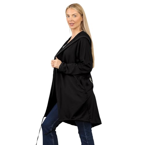 Janisramone Frauen Damen Neu Sequin Engel Flügel Zurück Baggy Übergroß Kapuzenpullover Strickjacke Jacke Sweatshirt Oben