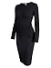 Missufe Women's Long Sleeve Ruched Casual Sundress Midi Bodycon Sheath Dress (Black, Medium)