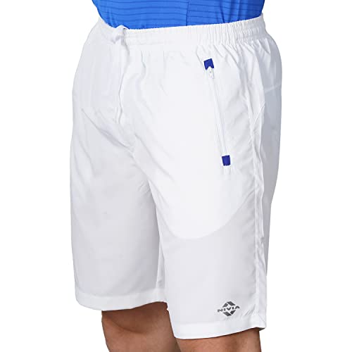 Image of Nivia Urban Peach Shorts for Men | Shorts for Gym | Sports Shorts | Running Shorts (White /Royal Blue,S)