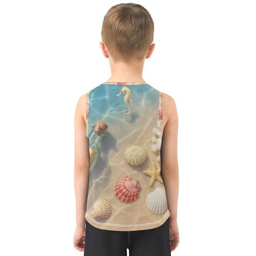 Seashell on The Beach Boys Athletic Tank Tops Sleeveless Summer Vest Tee Workout Shirts for Biking Jogging Beach 3T3
