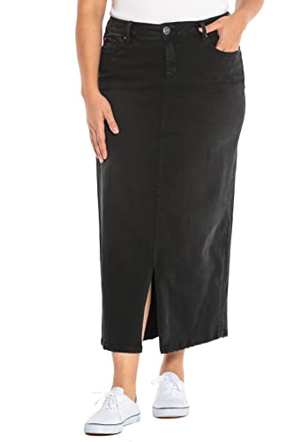 Slink - Premium Women's Plus Size Long Denim Skirt (Black)2