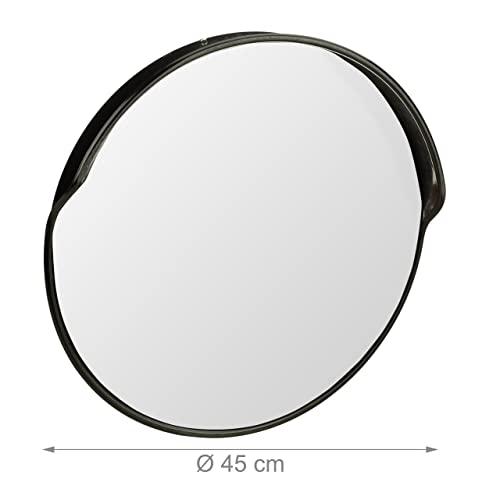 Relaxdays Verkehrsspiegel 45 cm, professionell, wetterfest, unzerbrechlich, Innen & Außen, inklusive Halterung, schwarz