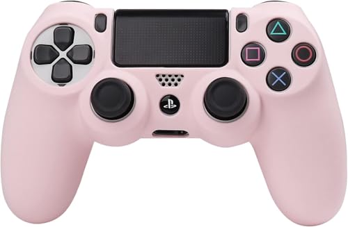 Image of RALAN Pink Controller Skins for PS4, Silicone Controller Cover Skin Protector Compatible with PS4 Slim /PS4 Pro Controller (Pink Pro Thumb Grip x 6,Skull Cap Grip x 2)(Camouflage +White