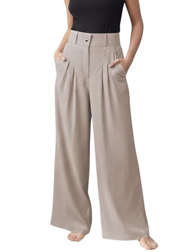 Image of GRECIILOOKS Trousers for Women High Waist | Wide Leg Trousers | Office Wear Pleated Korean Pants for Women's | Elegant Formal Pants