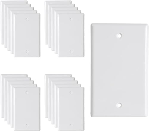 Image of Blank Wall Plates 1-Gang blank Switch Outlet Electrical Cover Plate Unbreakable Thermoplastic Faceplate for Light Receptacle Outlet Switch, White (20 Pack)