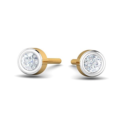 KuberBox 18KT Yellow Gold Diamond Gozde Tiny Solitaire Stud Earrings for Women - Image 3
