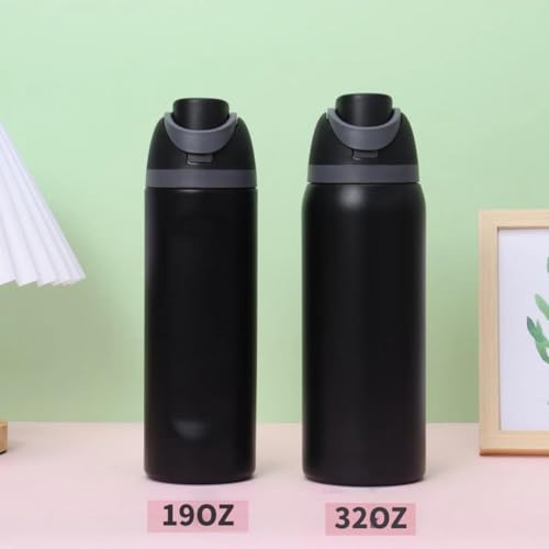 Image of LHOTSE FreeSip Gym Water Bottle with Straw & Spout | Leakproof Stainless Steel Sports Bottle for Workout, Fitness Training & Exercise Hydration (Black, 960 ML)