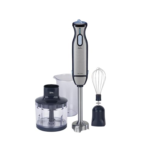 JATA JEBT5026 - Batidora de Mano 1000 W, Accesorios incluidos, Incluye Vaso Medidor 600 ml, Doble Cuchilla de Titanium, Regulador electrónico de velocidad, Pie de acero Inoxidable desmontable