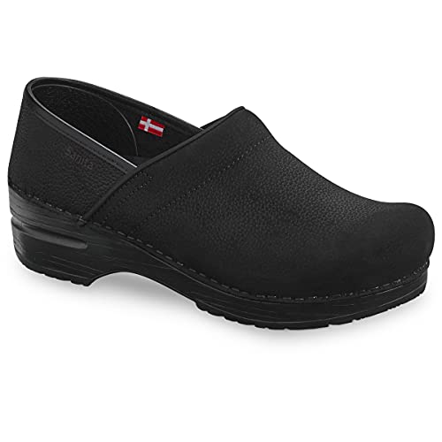 Sanita Pro Textured Oiled Professional Clogs For Men - Arch Support, Durable, Closed-Back Slip-On Shoes - Black, Mens 10.5-11 #TOP30