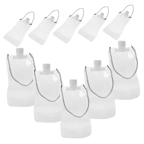 Cabilock 10pcs Self Standing Liquid Pouches for Drinks Beer Cocktails and Juices Reusable Flask Bags for Festivals Camping Outdoor Events and Picnics