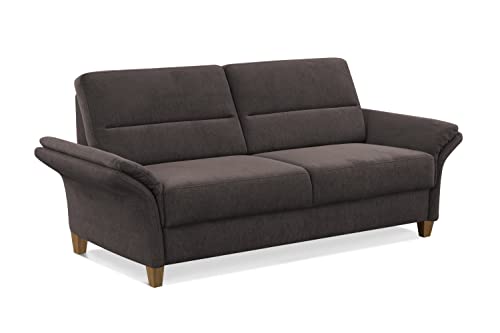 CAVADORE 3er Sofa Wyk / 3-Sitzer-Couch im Landhausstil mit Federkern + Holzfüßen / 186 x 90 x 89 / Chenille, Braun – Bild 5
