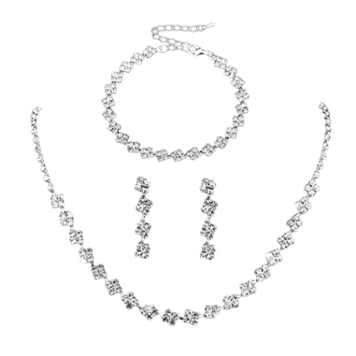 Parure Bijoux Mariage Ushiny Parure De Bijoux De Mariage Ushiny - Collier Et Boucles D'Oreilles Strass | Pour Femme Et Fille Accessoire Mariée Strass